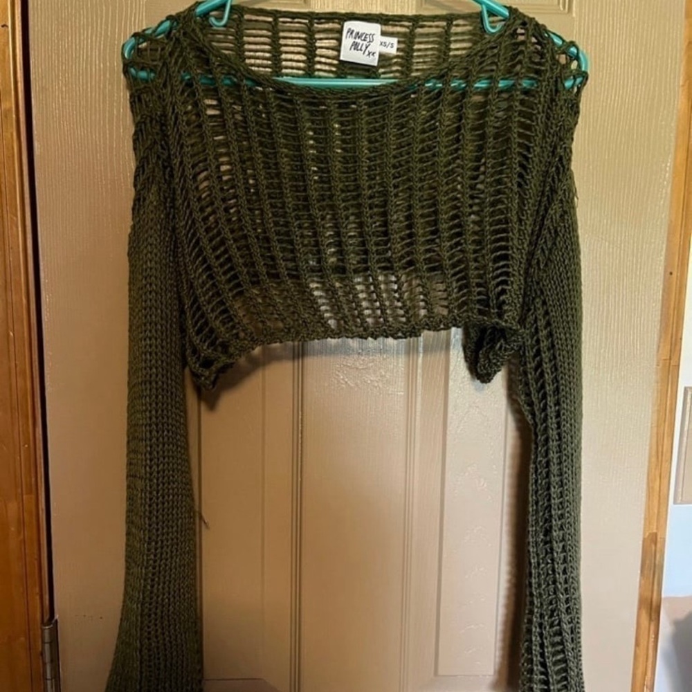 Princess Polly Cropped Knit Sweater w Oversized Sleeves Size XS